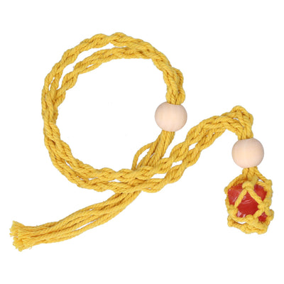 3pcs Net Bag Necklace Empty Stone Holder Rope Replacement Adjustable Necklace Cord for Crystals Quartz Stone HolderYellow
