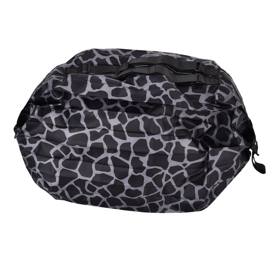 Stylish Reusable Shopping Bag Oxford Cloth Portable Foldable High Capacity Shoulder Bag Waterproof ToteBlack Leopard Print