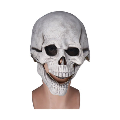 Scary Skull Mask with Movable Jaw Flexible Latex Halloween Costume Party Props Cosplay AccessoryWhite