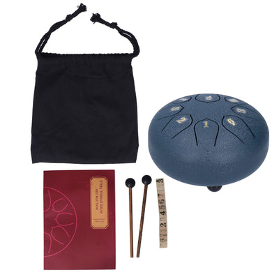6in 8 Tones Tongue Drum with Mallets Music Book Musical Percussion Instruments for Meditation EntertainmentNavy Blue