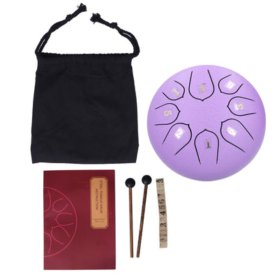 6in 8 Tones Tongue Drum with Mallets Music Book Musical Percussion Instruments for Meditation EntertainmentPurple