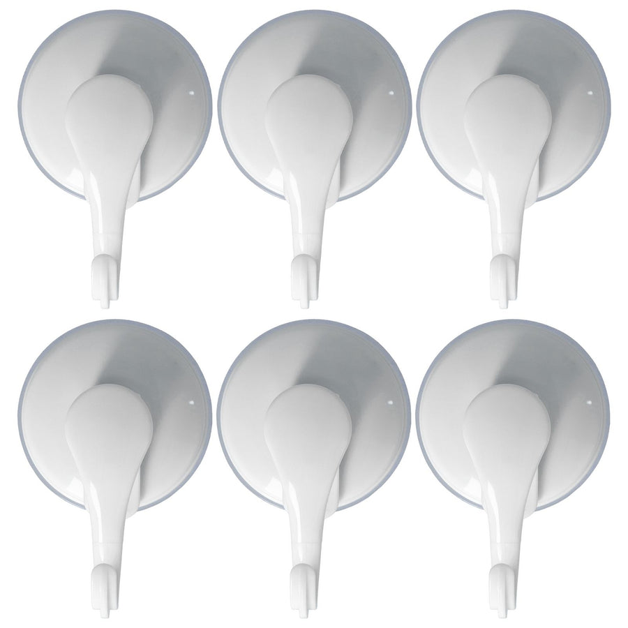 6PCS Strong Vacuum Wall Hook Towel Hook Plastic Self Adhesive Suction Cup for Kitchen Bathroom White