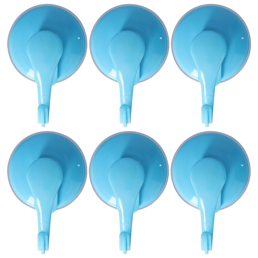 6PCS Strong Vacuum Wall Hook Towel Hook Plastic Self Adhesive Suction Cup for Kitchen Bathroom Blue