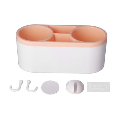 Hair Dryer Holder Wall Mounted Innovative Multifunctional Hair Tool Organizer with Stickers for Home Hotel BathroomOrange