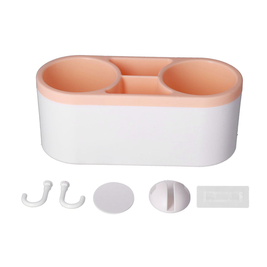 Hair Dryer Holder Wall Mounted Innovative Multifunctional Hair Tool Organizer with Stickers for Home Hotel BathroomOrange