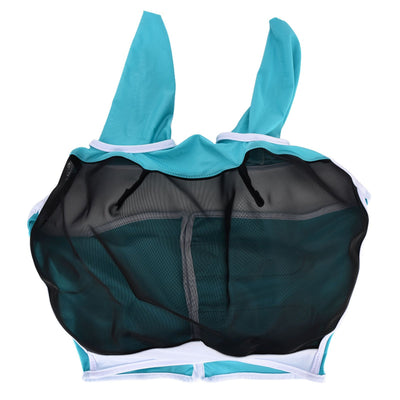 Breathable Horse Mask Universal Adjustable Elastic Mosquito Fly Repelling Veil Cover ProtectorGreen L 80x114x45cm / 31.5x44.9x17.7in
