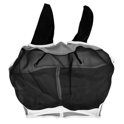 Breathable Horse Mask Universal Adjustable Elastic Mosquito Fly Repelling Veil Cover ProtectorBlack L 80x114x45cm / 31.5x44.9x17.7in
