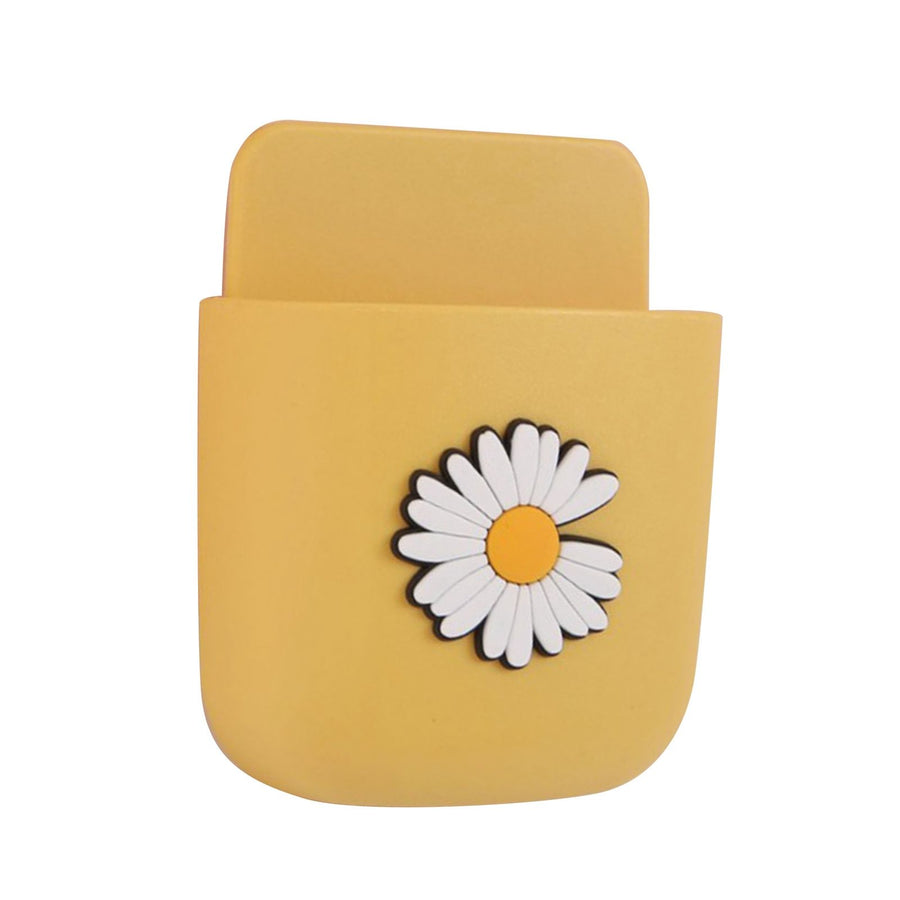 Remote Control Holders Wall Mount Adhesive Organizer Pen Storage Box Phone Holder for Office Home SchoolYellow Daisy
