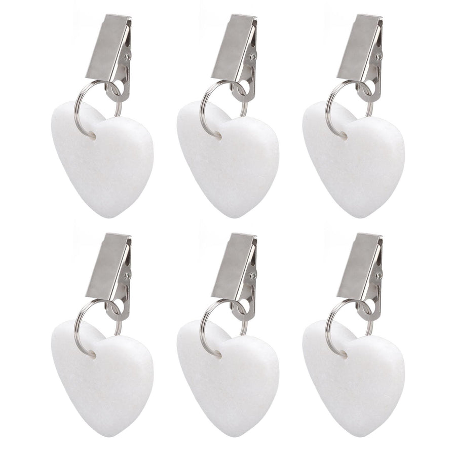 6Pcs Tablecloth Weights Marble Stainless Steel Small Size Waterproof Rustproof Durable Clip On Weights for Party PicnicHeart Shaped