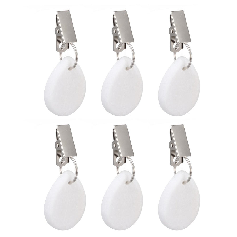 6Pcs Tablecloth Weights Marble Stainless Steel Small Size Waterproof Rustproof Durable Clip On Weights for Party PicnicOval