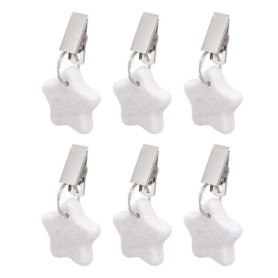 6Pcs Tablecloth Weights Marble Stainless Steel Small Size Waterproof Rustproof Durable Clip On Weights for Party PicnicStar