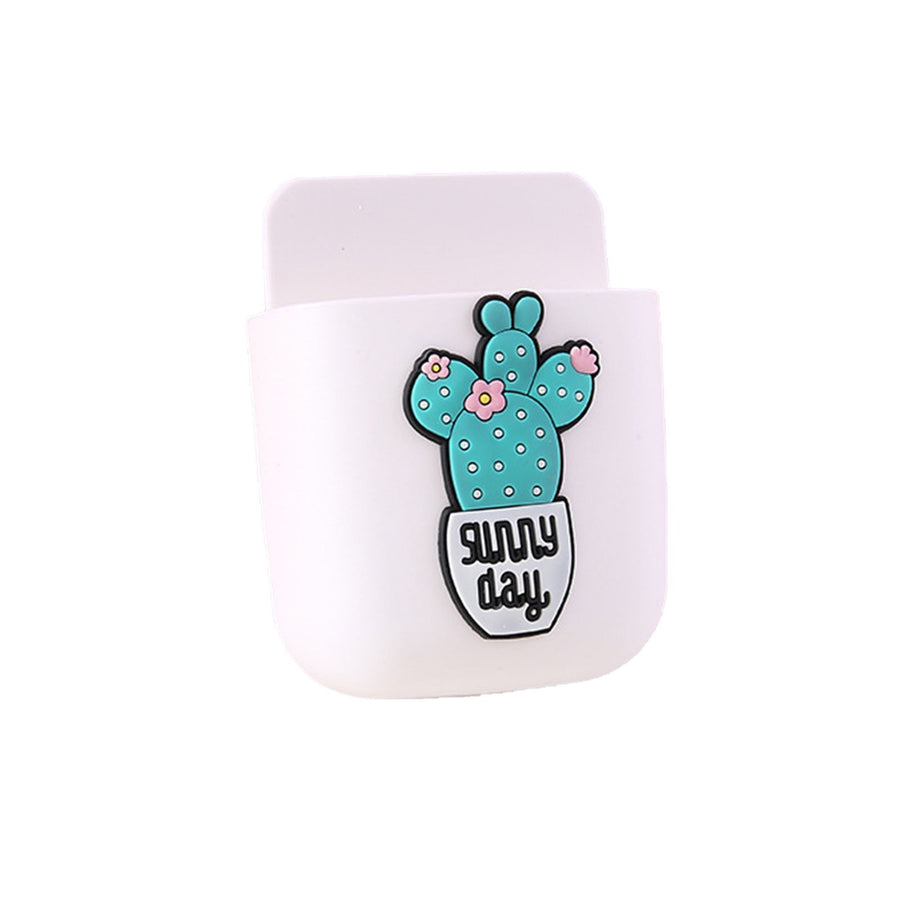 Cartoon Storage Box Wall Mounted Storage Container Cute Phone Storage Box for Home Decoration(White Cactus Pattern )