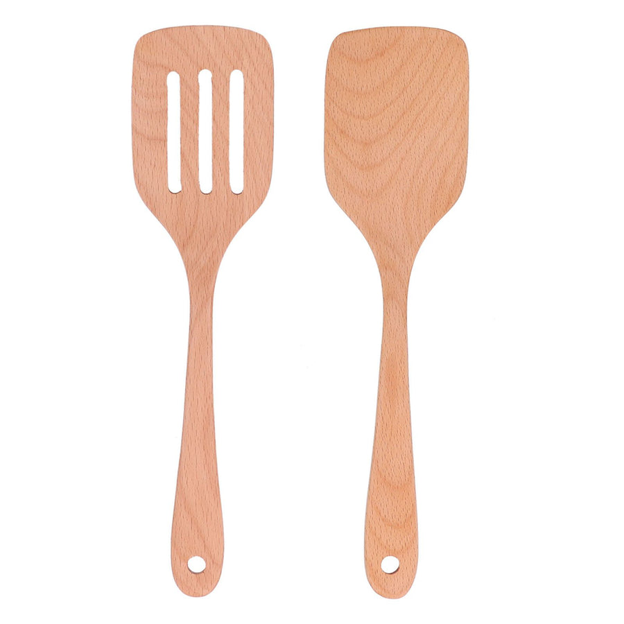 2Pcs Kitchen Turner Spatula Set Wooden Environmentally Friendly High Temperature Resistant Non Stick Kitchen Utensils