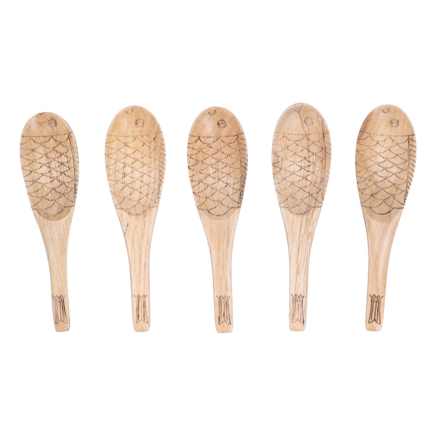 5Pcs Fish‑shaped Carved Rice Spoon Soup Spoon It Means More Than Every Year, Spoon Tableware