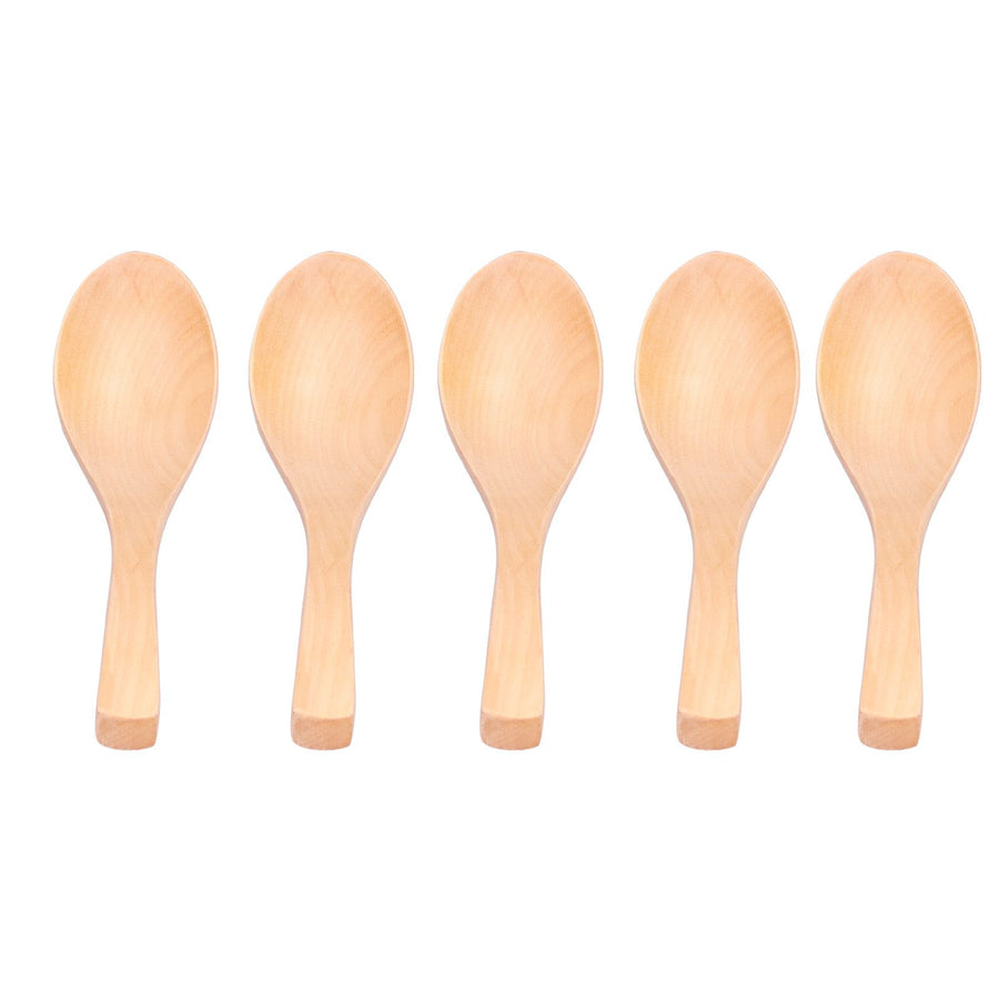 5Pcs Natural Wooden Soup Spoon with Hook The Bowl Hand Polished Japanese Tableware Style Spoon