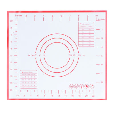 Baking Mat Silicone Non Slip Heat Resistant Dough Mat with Scale for Home Kitchen 29x26cmRed