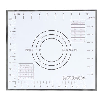 Baking Mat Silicone Non Slip Heat Resistant Dough Mat with Scale for Home Kitchen 29x26cmBlack