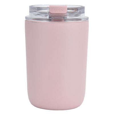 280ml Coffee Cup Household Portable Large Capacity Silicone Stainless Steel Vacuum Flask for Birthday GiftPink