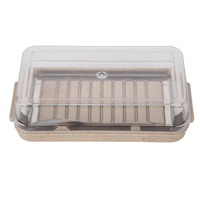 Stainless Steel Butter Cutter Container Butter Storage Box with Transparent Cover for KitchenWheat Chassis