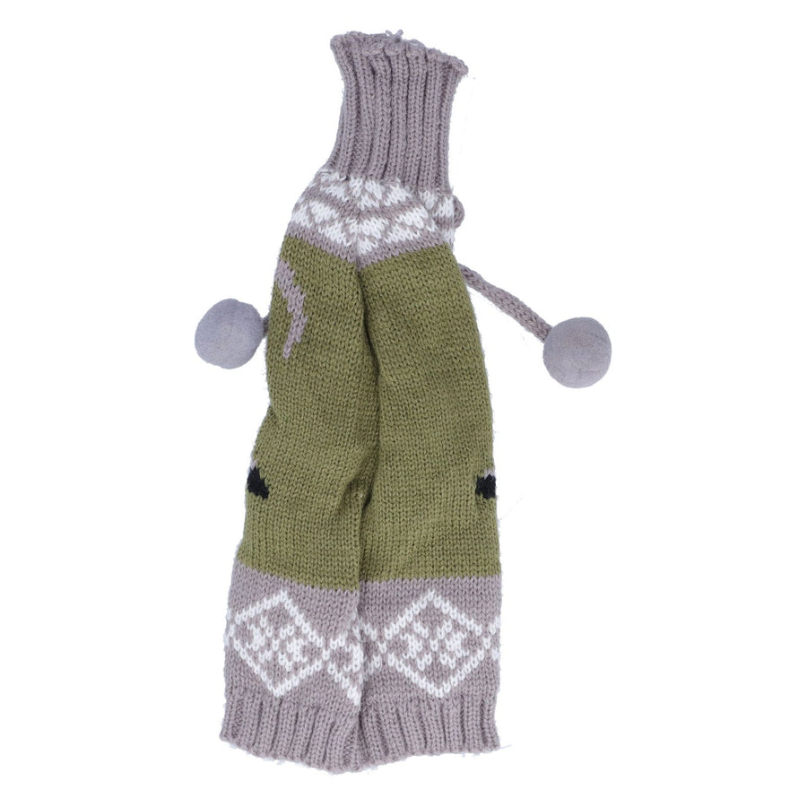 Knitted Wine Bottle Cover Bag Sleeve Home Decoration for Christmas Wedding Birthday PartyGray +Green