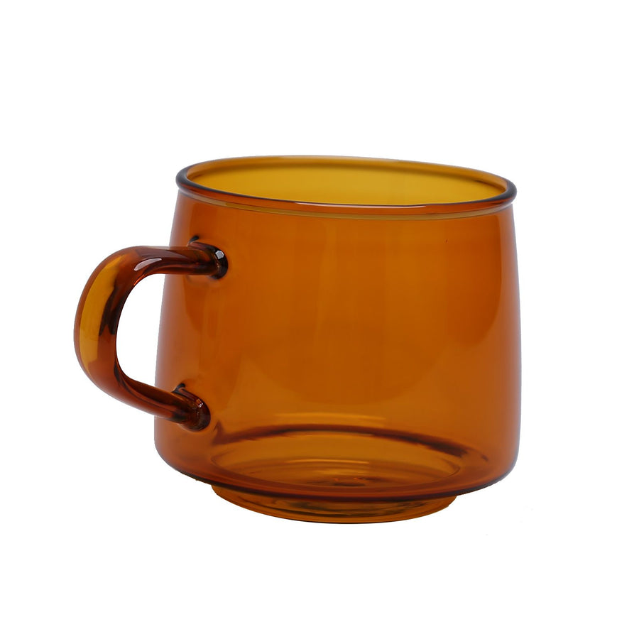 350ml Glass Coffee Cup Crystal Coffee Mug with Handle High Temperature Resistance for Home and CafeAmber