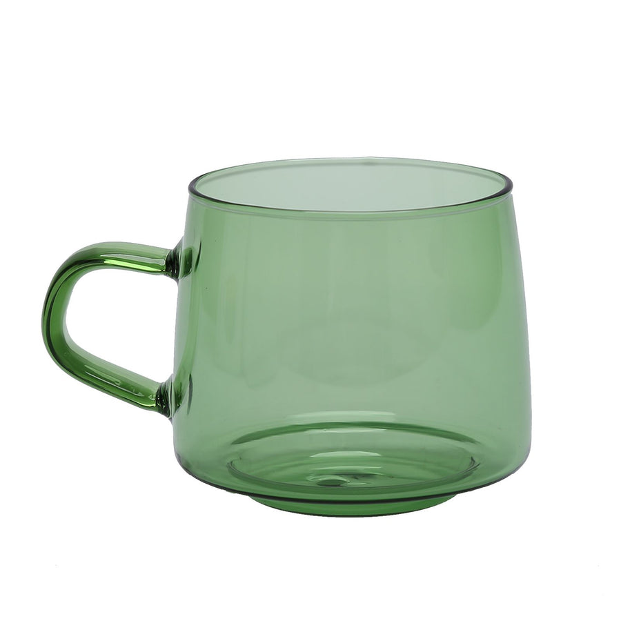 350ml Glass Coffee Cup Crystal Coffee Mug with Handle High Temperature Resistance for Home and CafeGreen