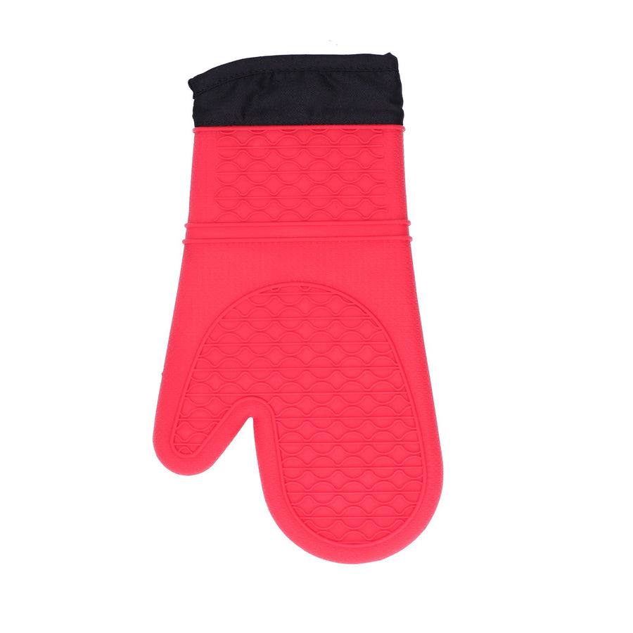 Silicone Oven Mitts with Cotton Heat Insulated Anti Scalding Baking Gloves for Home KitchenRed