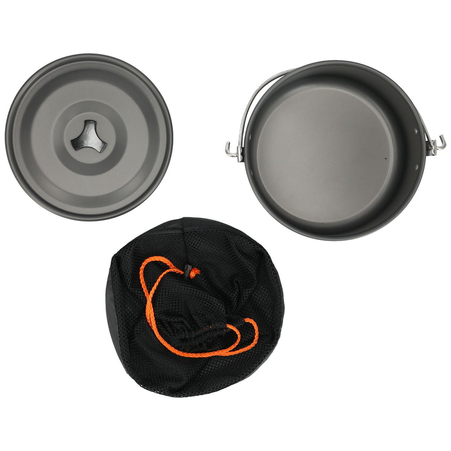 Outdoor Camping Pot Portable Aluminum Alloy Bonfire Hanging Pot with Lid Storage Bag for 6‑8 People