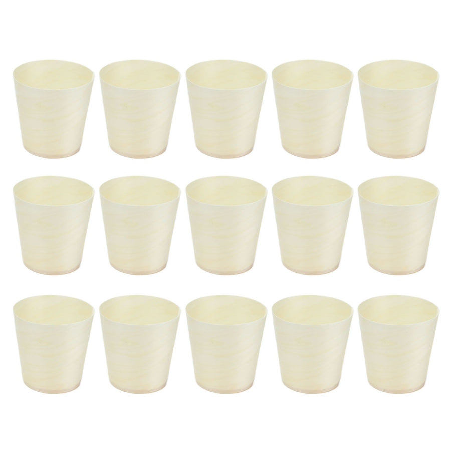 15Pcs Disposable Tasting Cup Wooden Decorated Lightweight Dessert Cup for Home Bars Restaurants