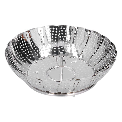 Stainless Steel Steamer Basket 28cm Diameter Retractable Foldable Steaming Rack for Home