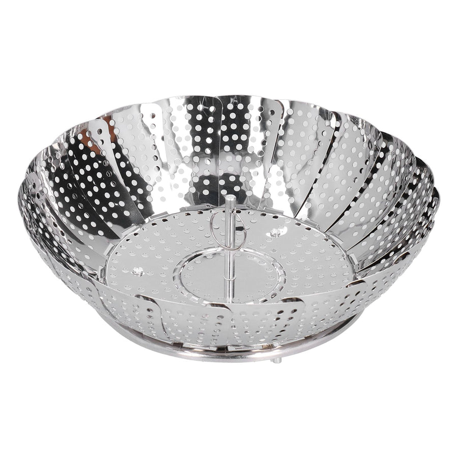 Stainless Steel Steamer Basket 28cm Diameter Retractable Foldable Steaming Rack for Home