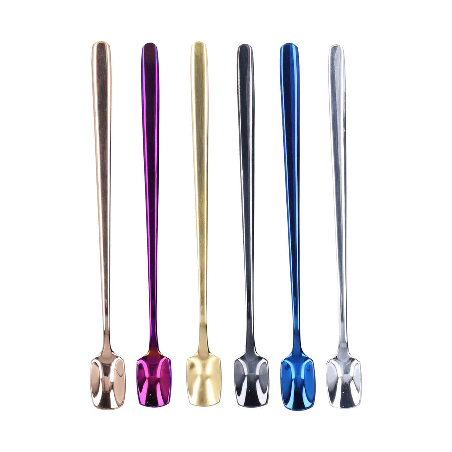 6 Pcs Dessert Spoon 304 Stainless Steel Mixing Spoon Shovel Long Handle Thickened Spoon Set for Dessert Ice Cream 15cm