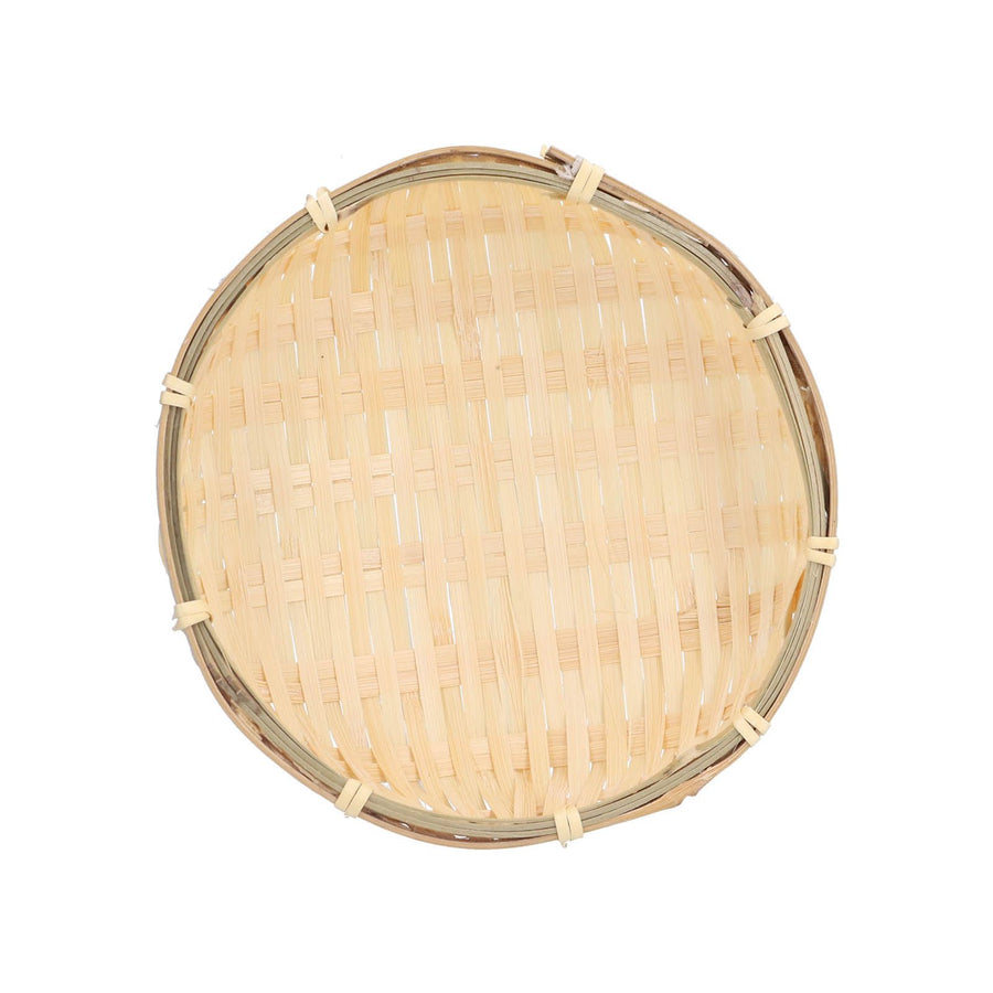 Fruit Basket Hand Woven Bamboo Mini Multifunctional Sturdy Serving Basket Tray for Living Room Kitchen 15x5cm