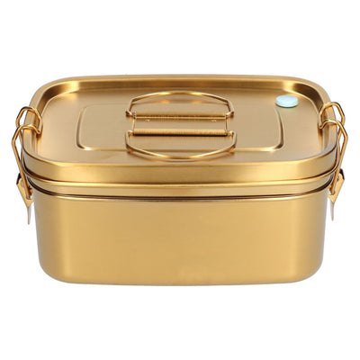 1.5L 2 Layer Lunch Box Portable Leakproof 304 Stainless Steel Bento Food Container Dinnerware for Home OfficeGold