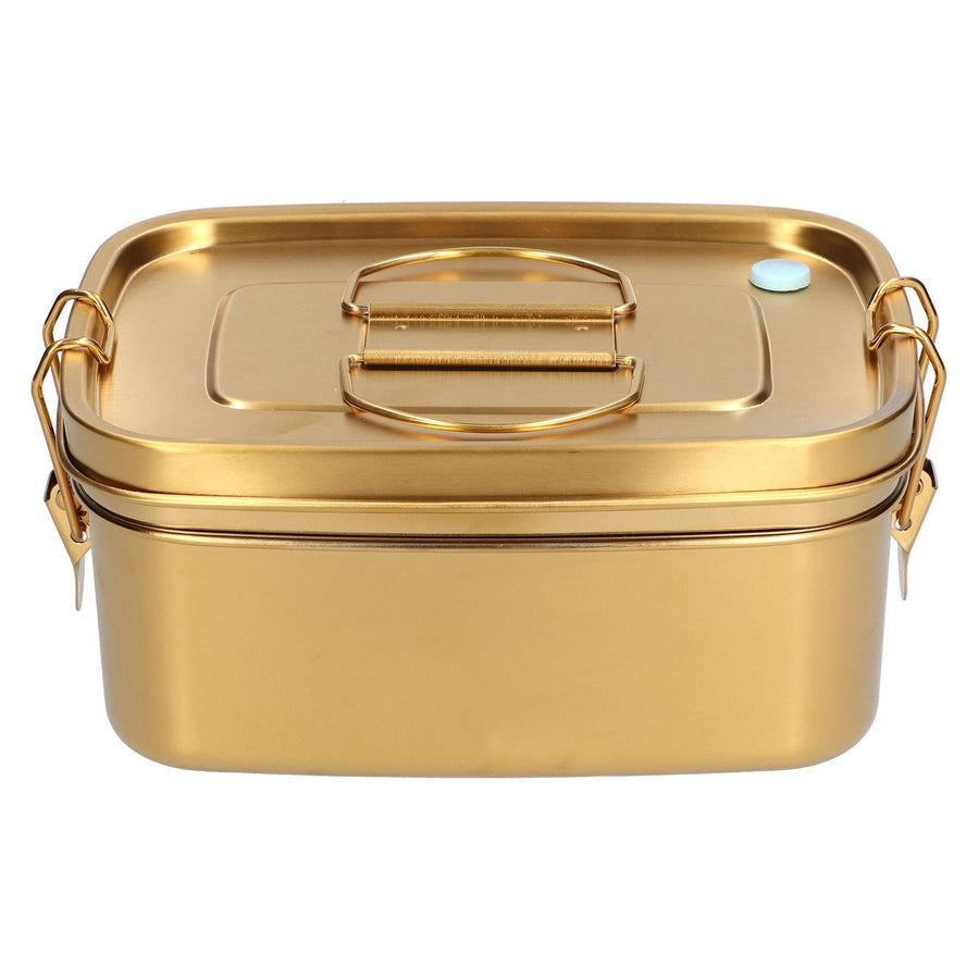 1.5L 2 Layer Lunch Box Portable Leakproof 304 Stainless Steel Bento Food Container Dinnerware for Home OfficeGold