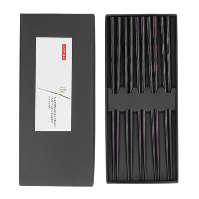 5 Pairs Chopsticks Ironwood Black Round Reusable 23cm/9.1in Long for Japanese Style Tableware Classic