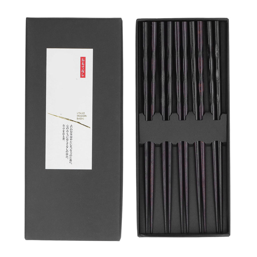 5 Pairs Chopsticks Ironwood Black Round Reusable 23cm/9.1in Long for Japanese Style Tableware Classic