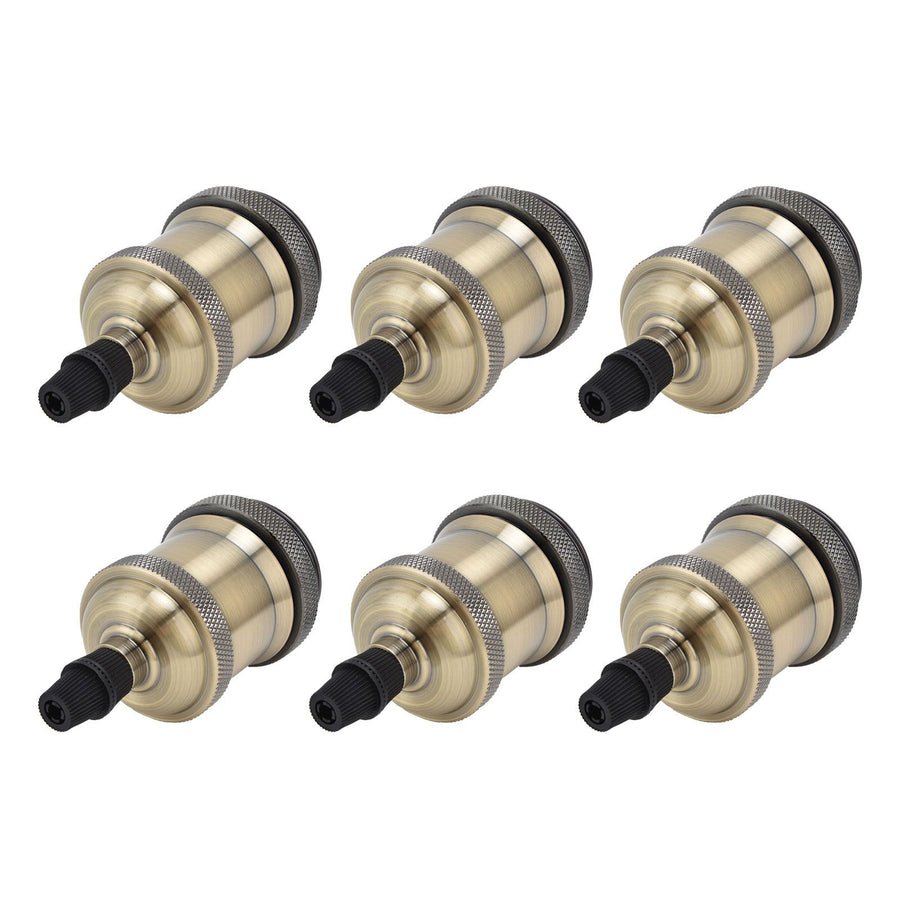 6 Pcs Lamp Holder Metal E26 E27 Screw Retro Lighting Base Accessories with Ground Aluminum ShellBlue Bronze