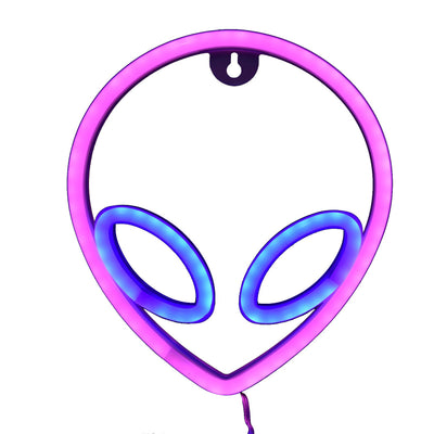 Alien Neon Sign Decorative Neon Light Night Lamp for Bedroom Children's Room Bar Decor USB Or Battery Powered(Blue Eye Pink Face )