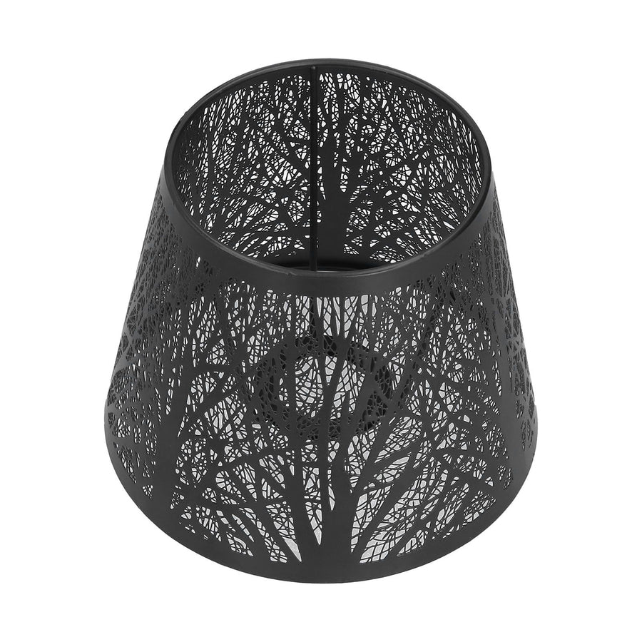 Wrought Iron Lampshade Carved Forest Tree Shaped E27 Mini Lamp Shade for Table Lamp Bedroom Bedside DecorBlack