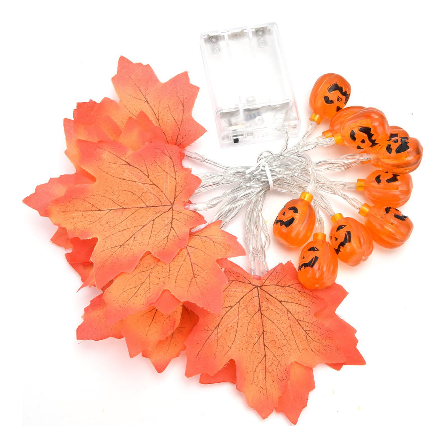 LED String Light Autumn Pumpkin Red Maple Leaves String Light with 20LEDs for Indoor Outdoor