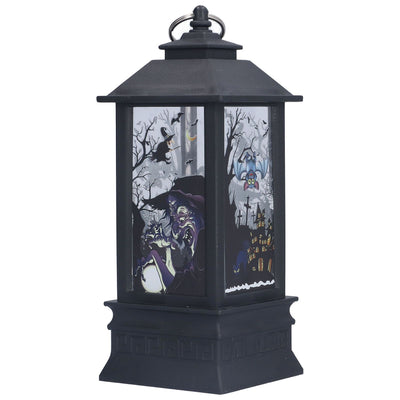 Halloween Lantern LED Witch Pattern Night Light Simulated Candle Flame Light for Party Bar
