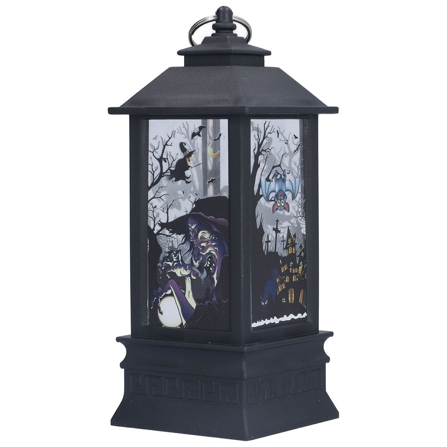 Halloween Lantern LED Witch Pattern Night Light Simulated Candle Flame Light for Party Bar