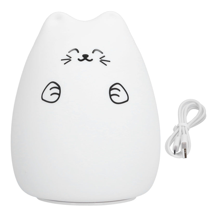 LED Cat Shape Lamp Colorful Silicone Tap Night Light USB Charging Ambient Lighting for Home Bedroom Use