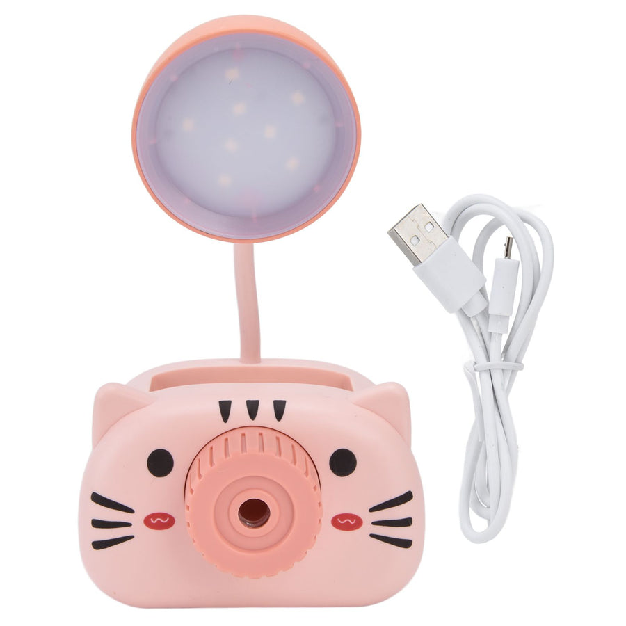 LED Table Lamp Folding Eye Protection Reading Light with Pen Holder Pencil Sharpener USB ChargingPink
