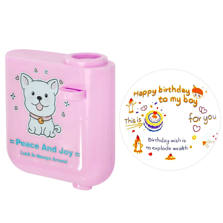 Happy Birthday Projector Mini Birthday Projection Lamp Portable Kids Projection Light for HouseholdRound 2 Pink