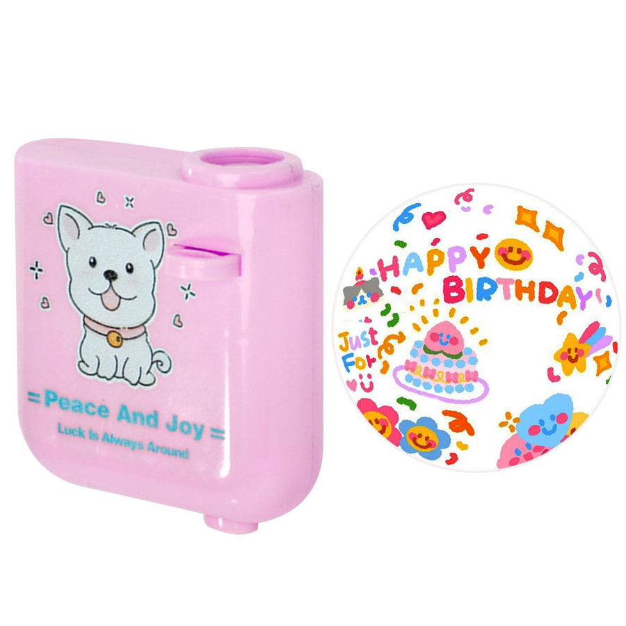 Happy Birthday Projector Mini Birthday Projection Lamp Portable Kids Projection Light for HouseholdRound 3 Pink
