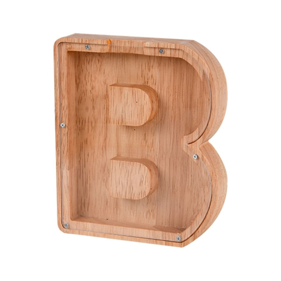 Piggy Bank Toy Alphabets Wooden Coin Piggy Bank Educational Gift for Kids Children Money Box