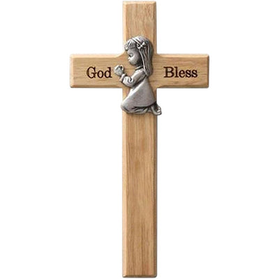 Praying Little Boy Wood Cross Wooden Blessing Cross Christmas Decoration Crafts Gifts for Newborns or Children