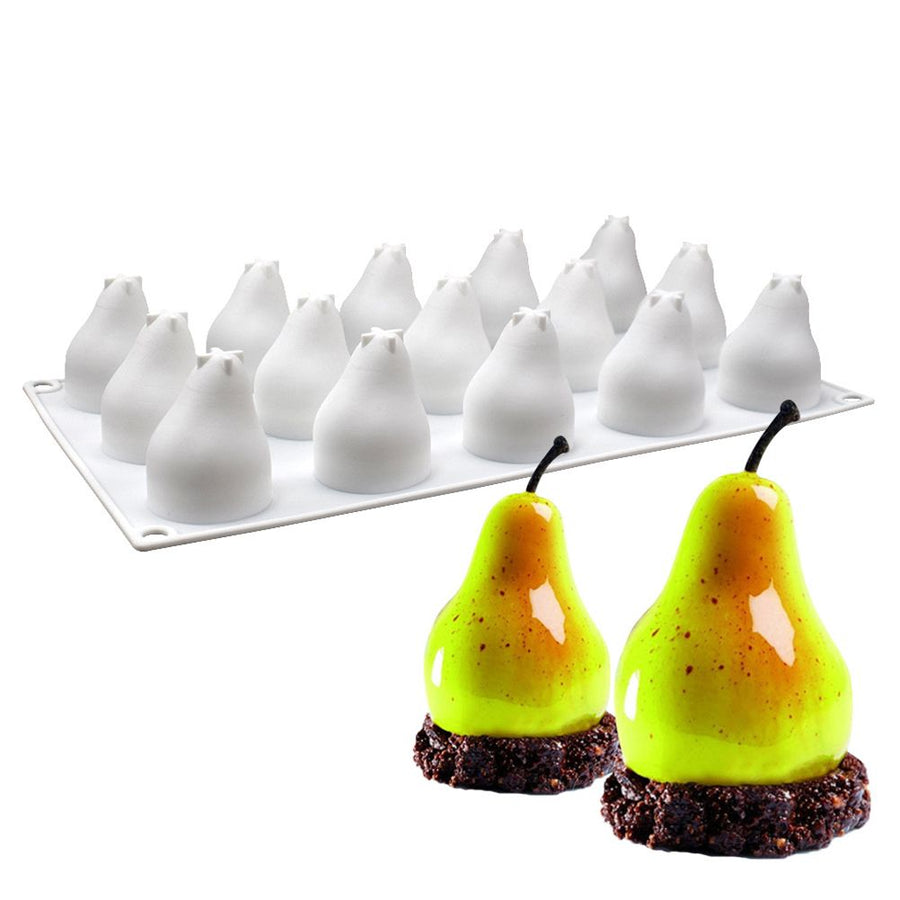15 Cavities Pear Shape Silicone Mold for Mousse Cake French Dessert 3D Silicone Mold Cake Decorating Mold Non Stick